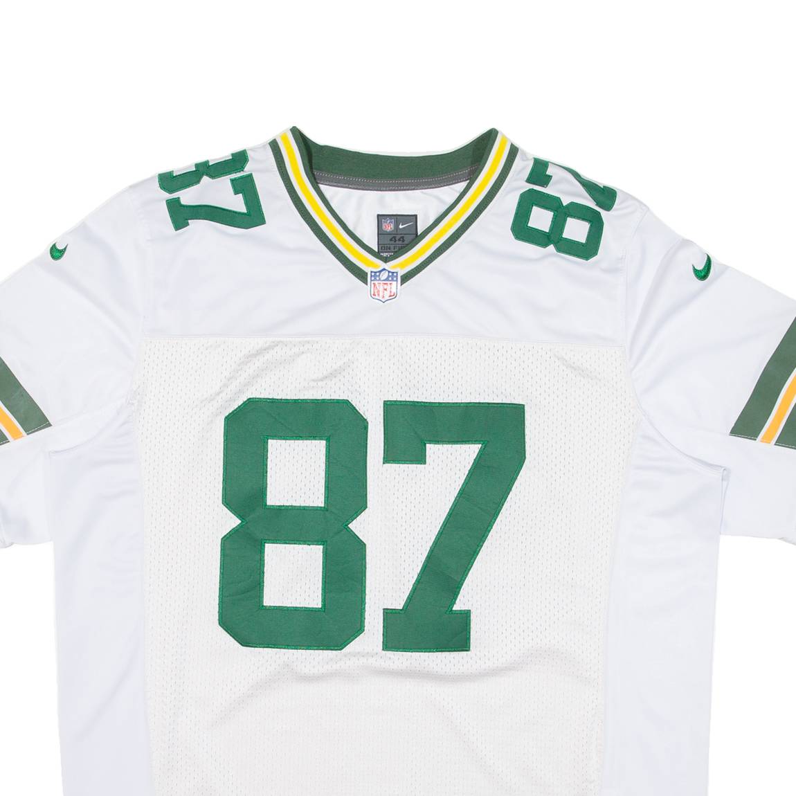NIKE NFL Green Bay Packers Mens Jersey White USA V-Neck XL