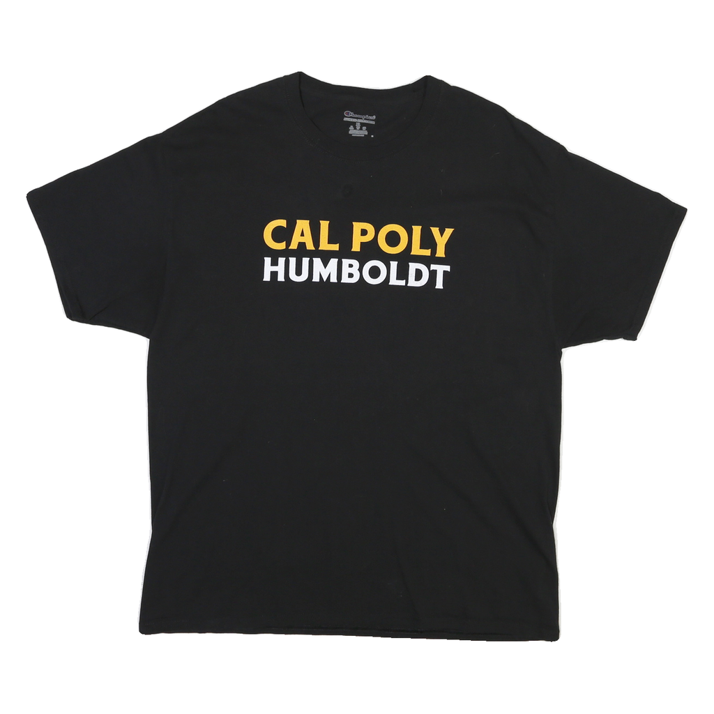 CHAMPION Mens Black Cal Poly Humboldt Graphic T-Shirt XL Short Sleeve Crew Neck