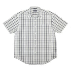 NAUTICA Mens White & Black Checked Short Sleeve Shirt L Casual Cotton