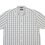 NAUTICA Mens White & Black Checked Short Sleeve Shirt L Casual Cotton