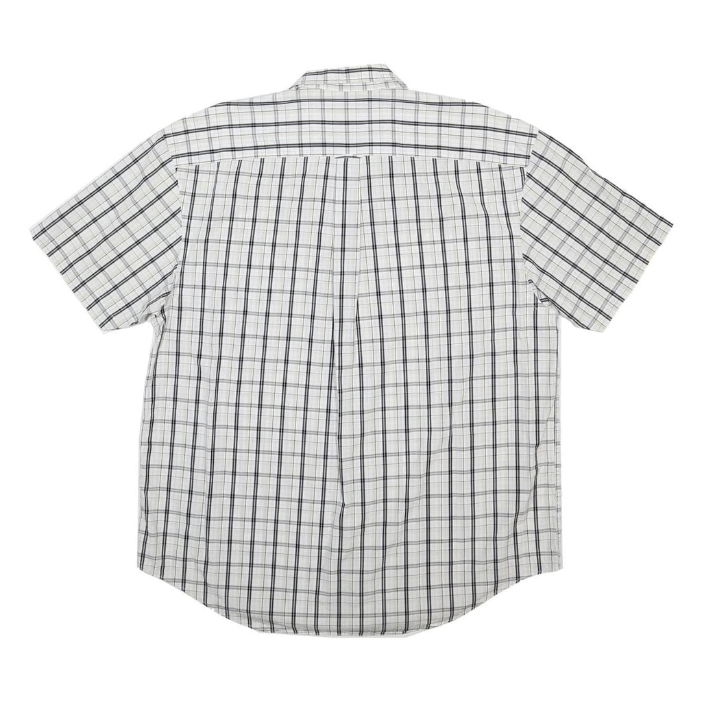 NAUTICA Mens White & Black Checked Short Sleeve Shirt L Casual Cotton
