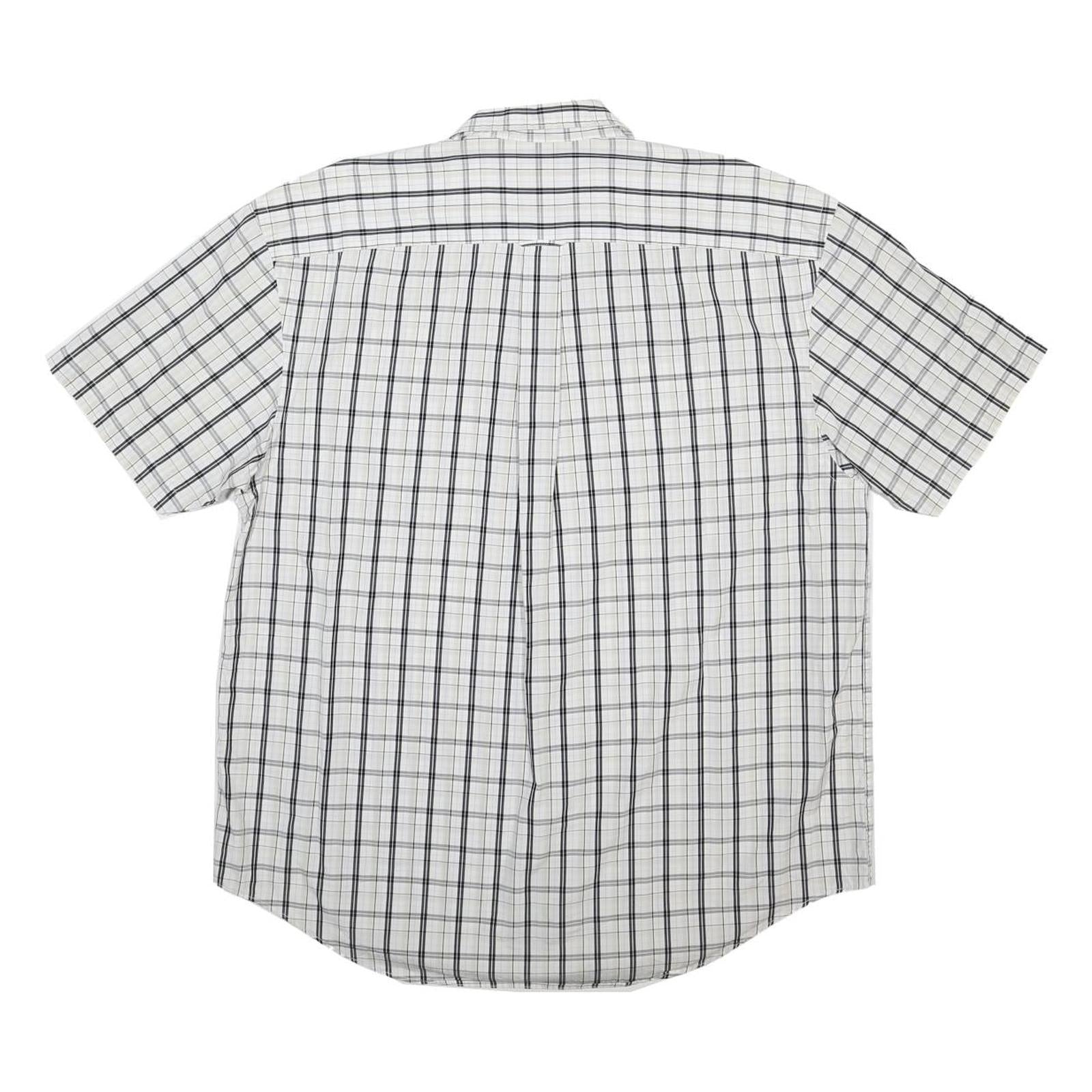 NAUTICA Mens White & Black Checked Short Sleeve Shirt L Casual Cotton