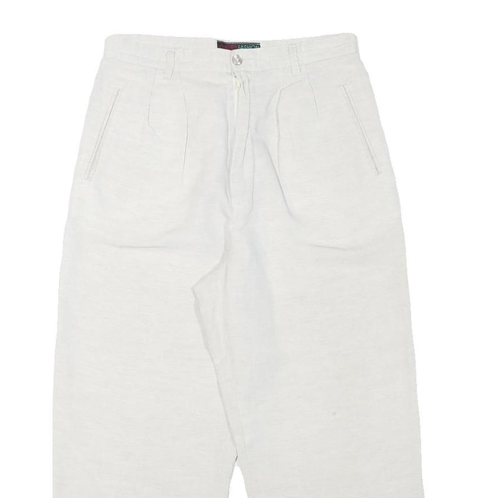 MADIE'S FASHION Womens Linen Blend White Relaxed Tapered Trousers W26 L22 Casual