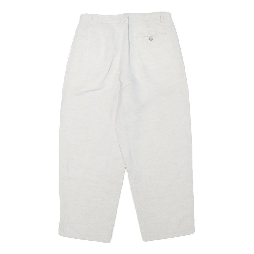 MADIE'S FASHION Womens Linen Blend White Relaxed Tapered Trousers W26 L22 Casual