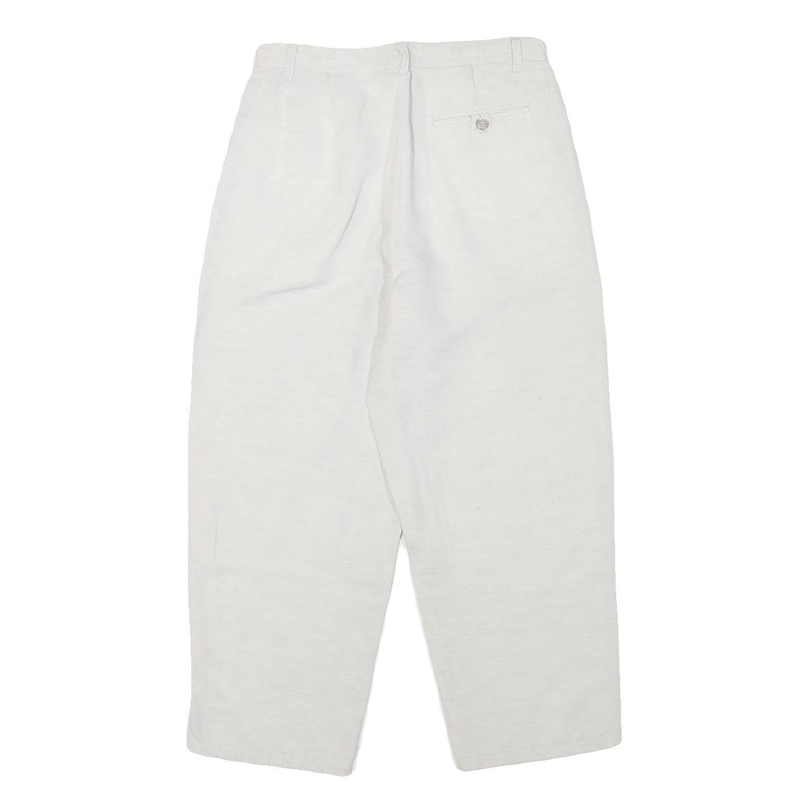 MADIE'S FASHION Womens Linen Blend White Relaxed Tapered Trousers W26 L22 Casual