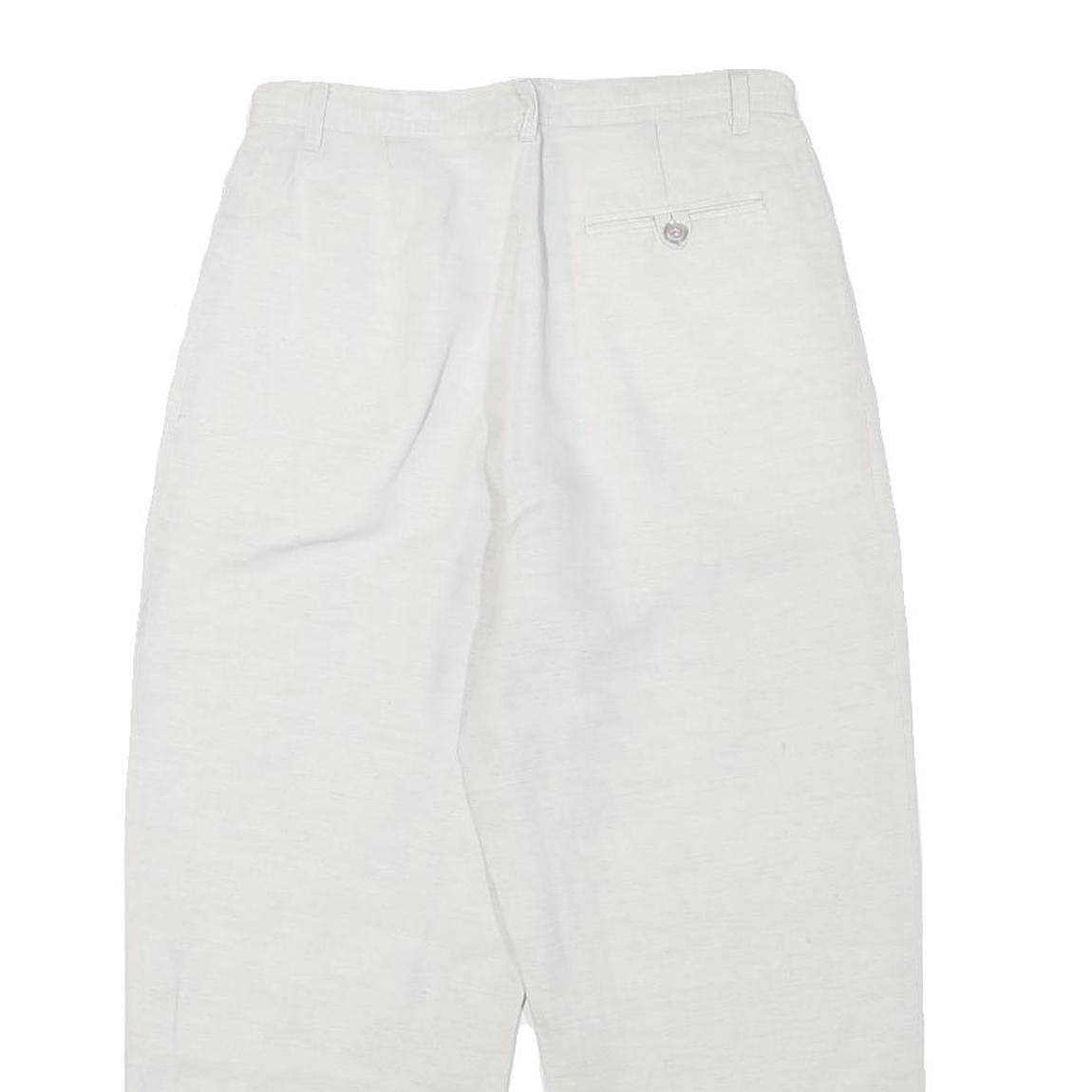 MADIE'S FASHION Womens Linen Blend White Relaxed Tapered Trousers W26 L22 Casual