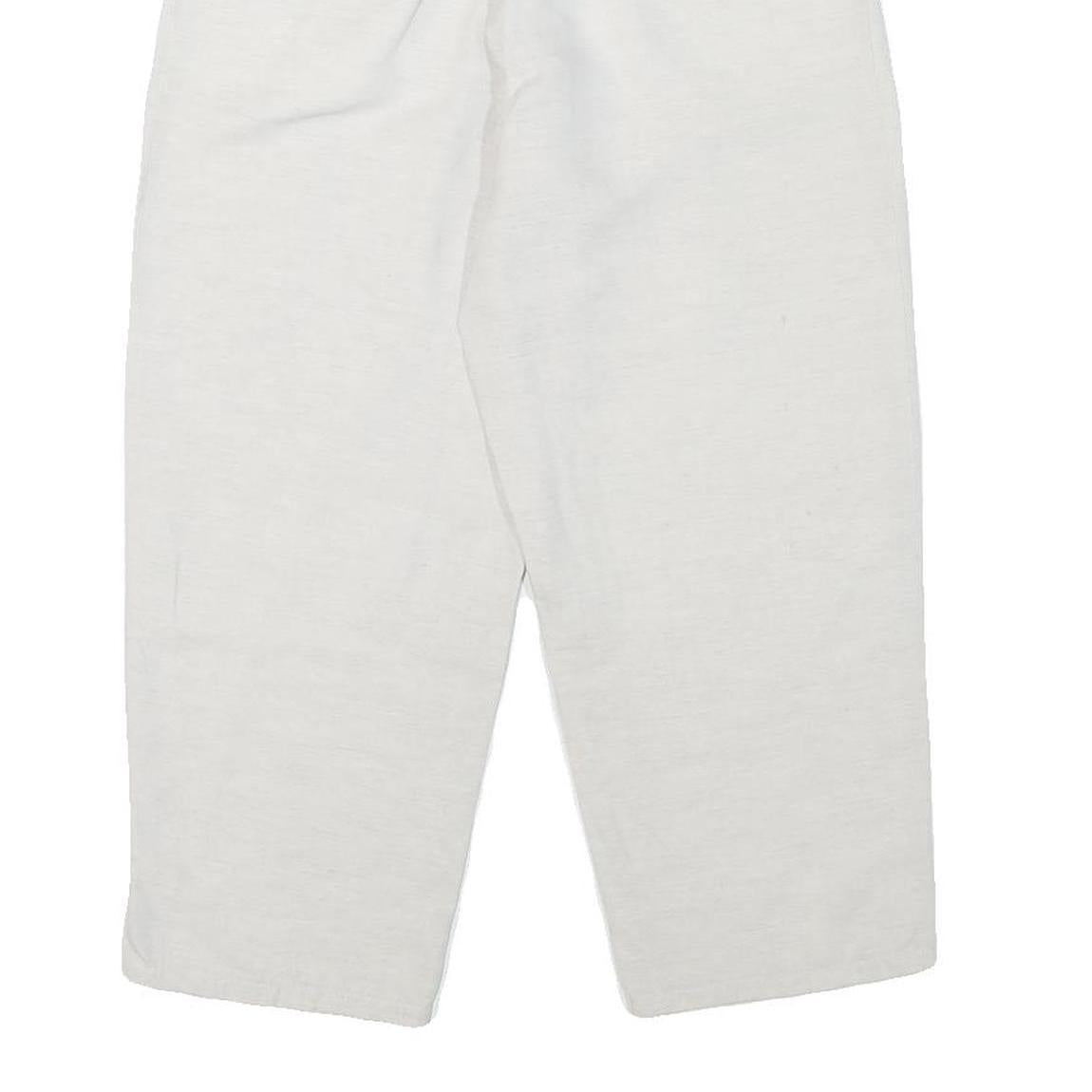 MADIE'S FASHION Womens Linen Blend White Relaxed Tapered Trousers W26 L22 Casual