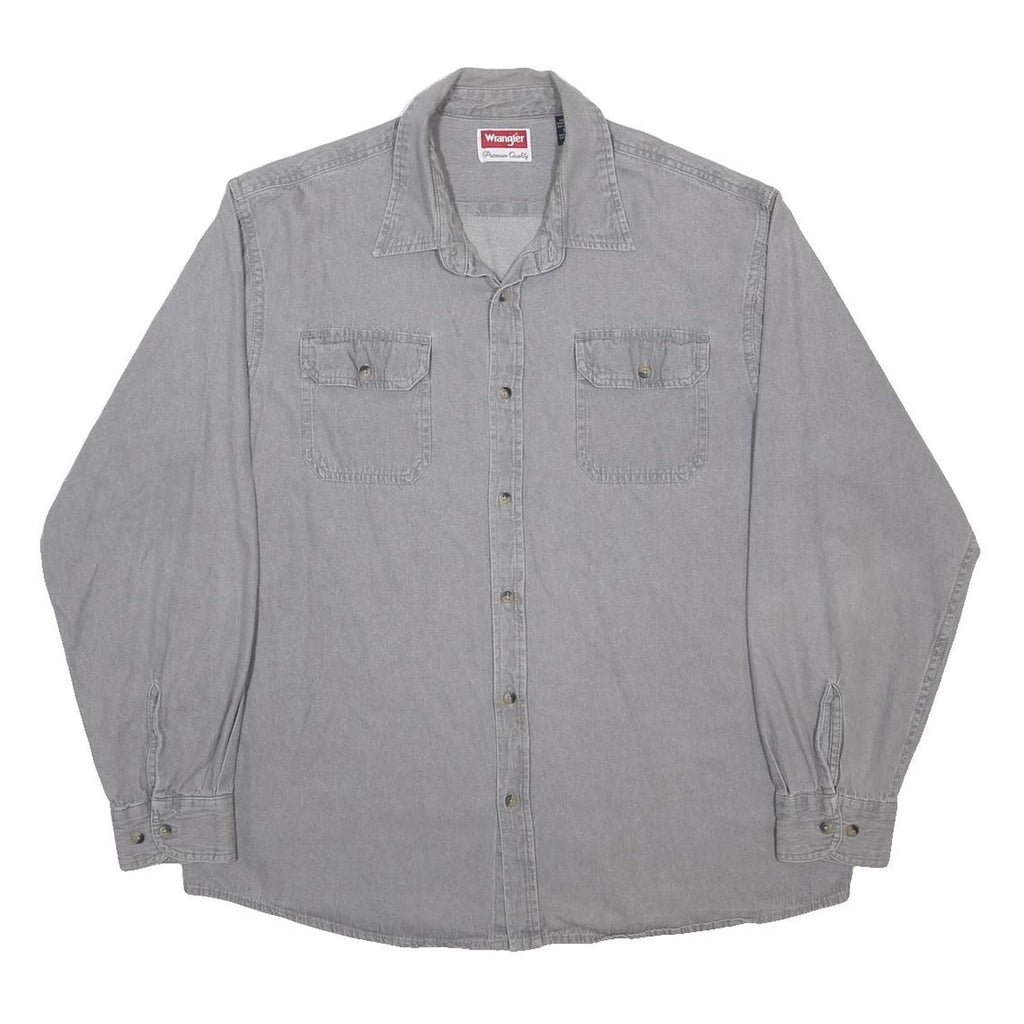 WRANGLER Mens Grey Casual Shirt XL Cotton Blend Long Sleeve Button