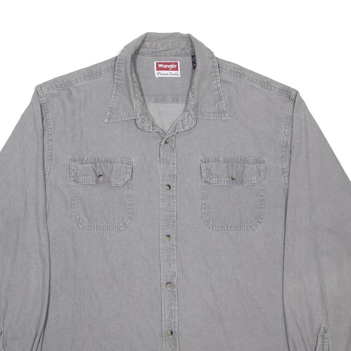 WRANGLER Mens Grey Casual Shirt XL Cotton Blend Long Sleeve Button
