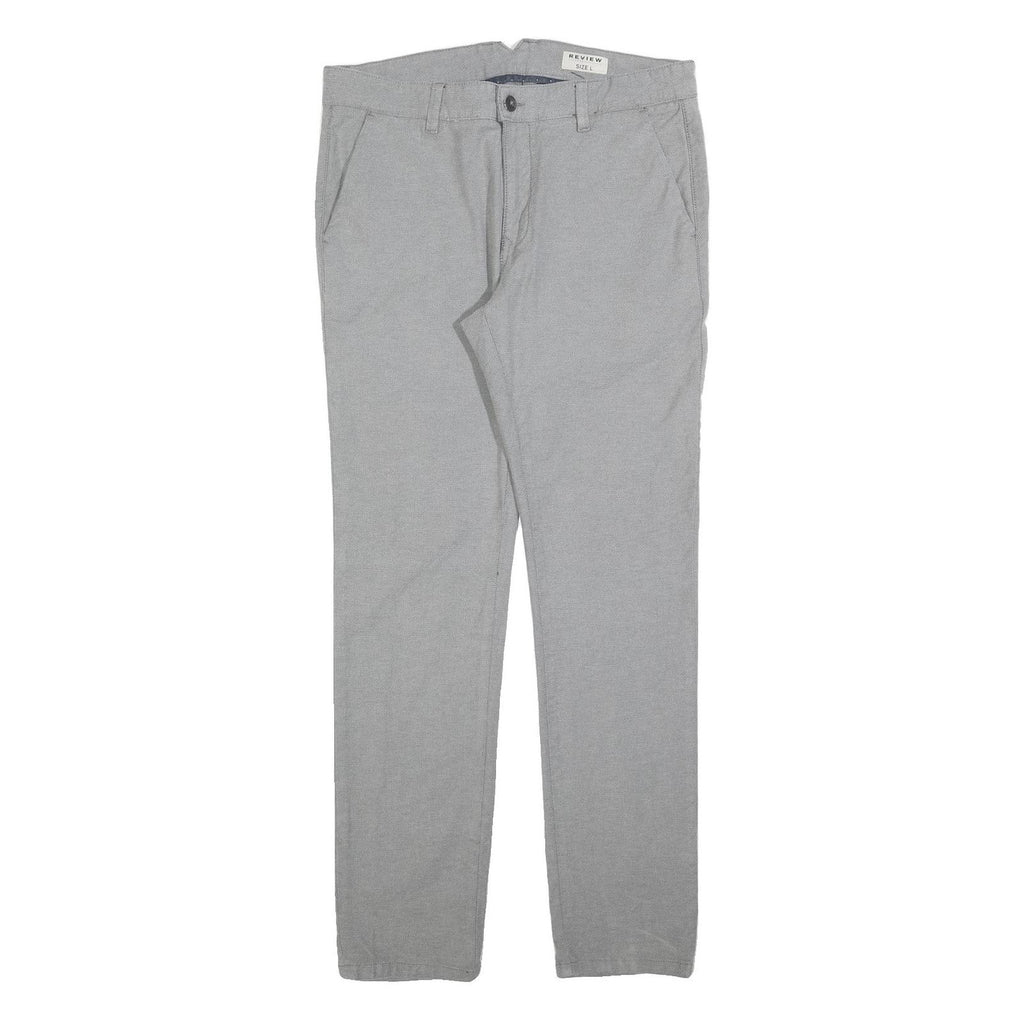 REVIEW Mens Cotton Blend Slim Grey Trousers W34 L32 Classic Zip Closure
