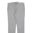 REVIEW Mens Cotton Blend Slim Grey Trousers W34 L32 Classic Zip Closure