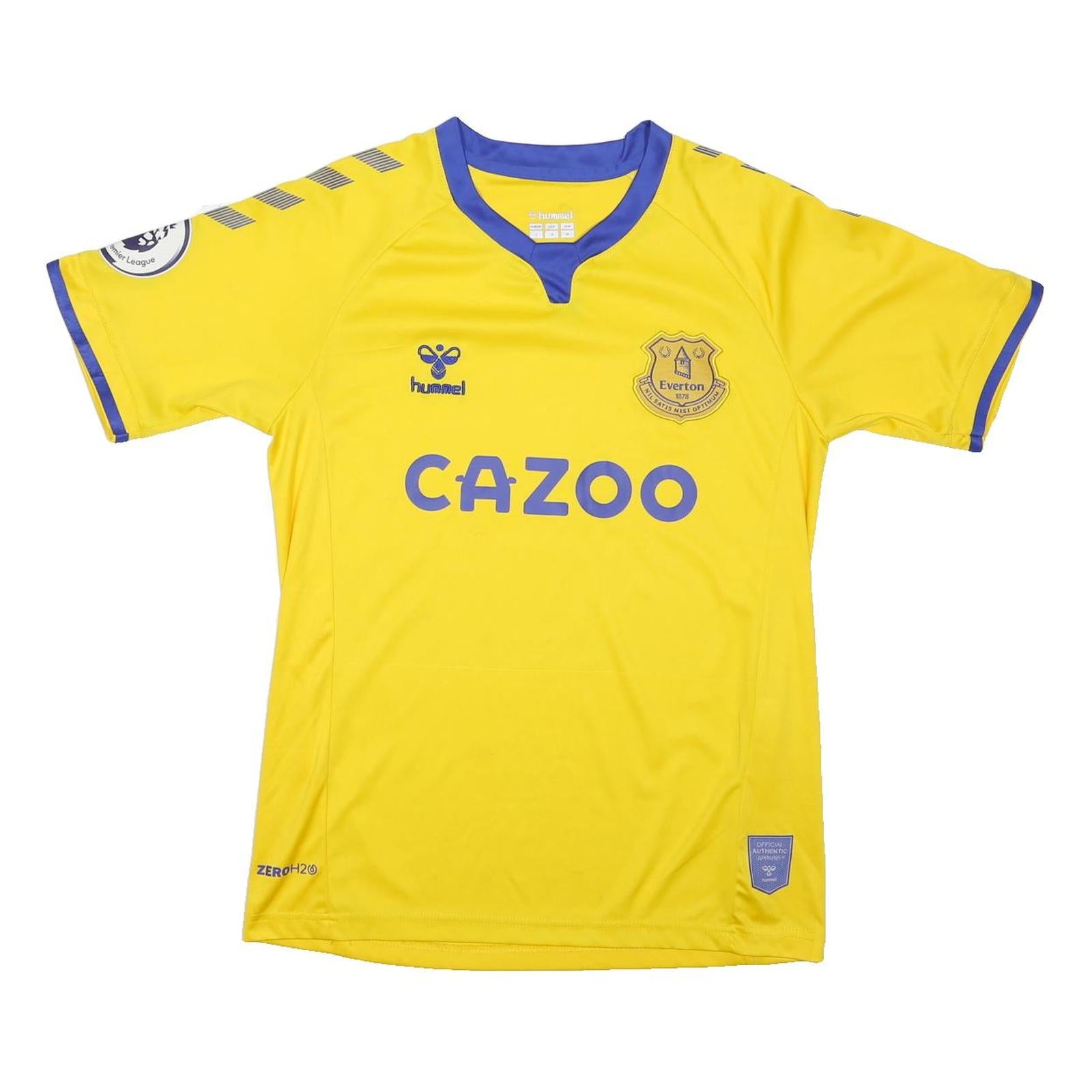 HUMMEL Everton 2020-21 Away Mens Yellow Football Shirt S Short Sleeve V-Neck