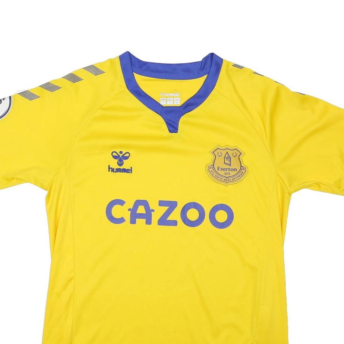 HUMMEL Everton 2020-21 Away Mens Yellow Football Shirt S Short Sleeve V-Neck
