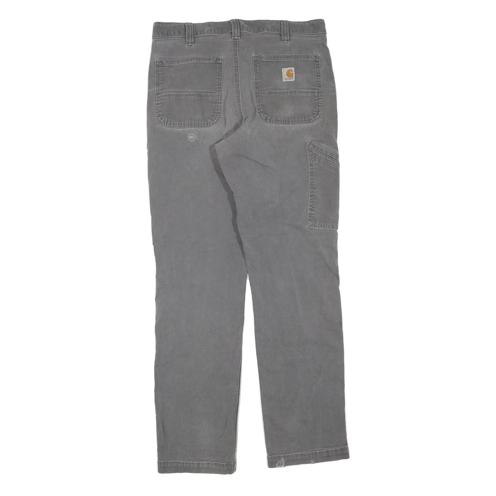 CARHARTT Mens Grey Regular Jeans Denim W34 L31 Workwear Casual Zip Closure