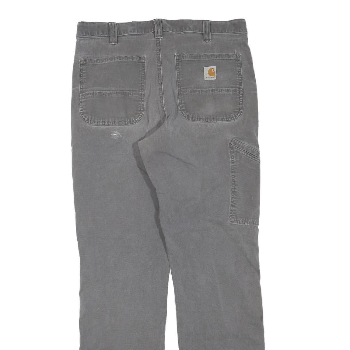 CARHARTT Mens Grey Regular Jeans Denim W34 L31 Workwear Casual Zip Closure