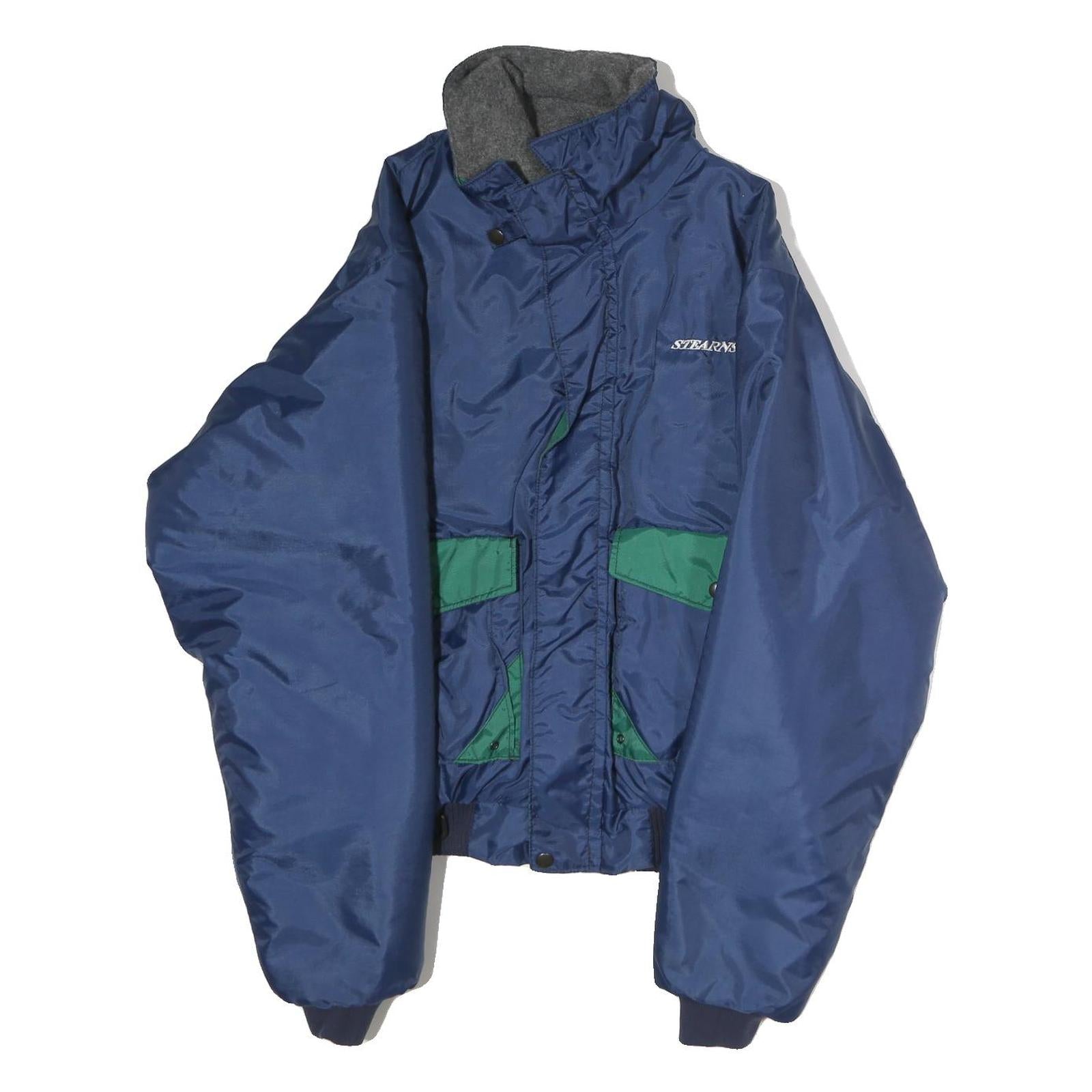 STEARNS Mens Blue & Green Zip Jacket M Polyester Plain Warm Casual