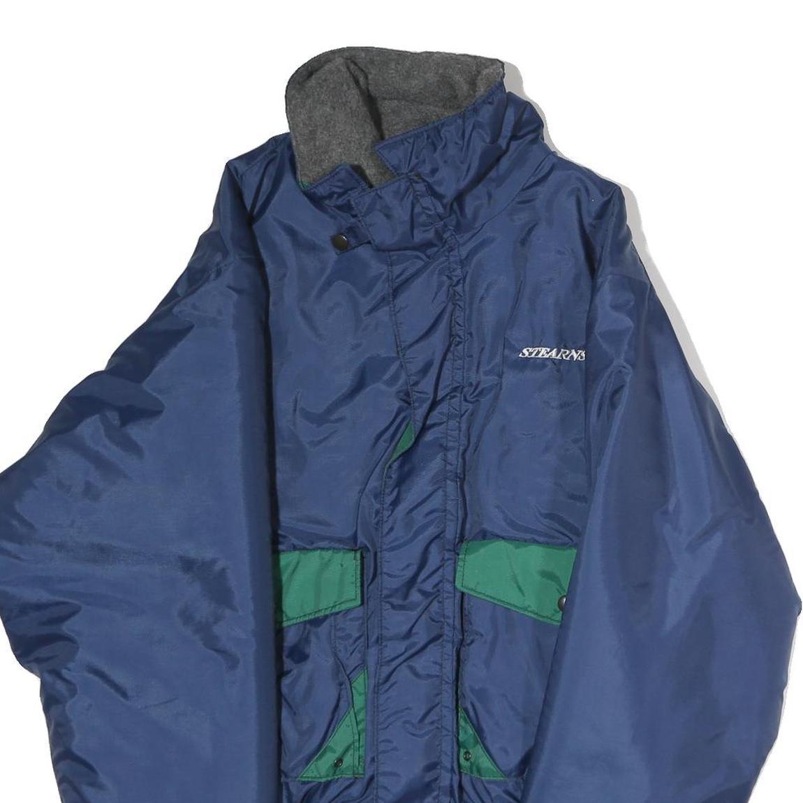 STEARNS Mens Blue & Green Zip Jacket M Polyester Plain Warm Casual