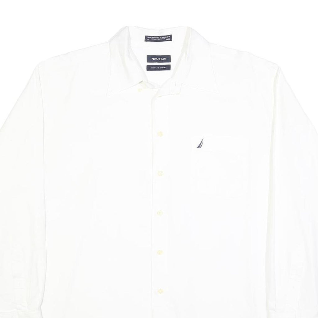 NAUTICA Mens White XL Classic Fit Cotton Blend Shirt Long Sleeve Button Plain