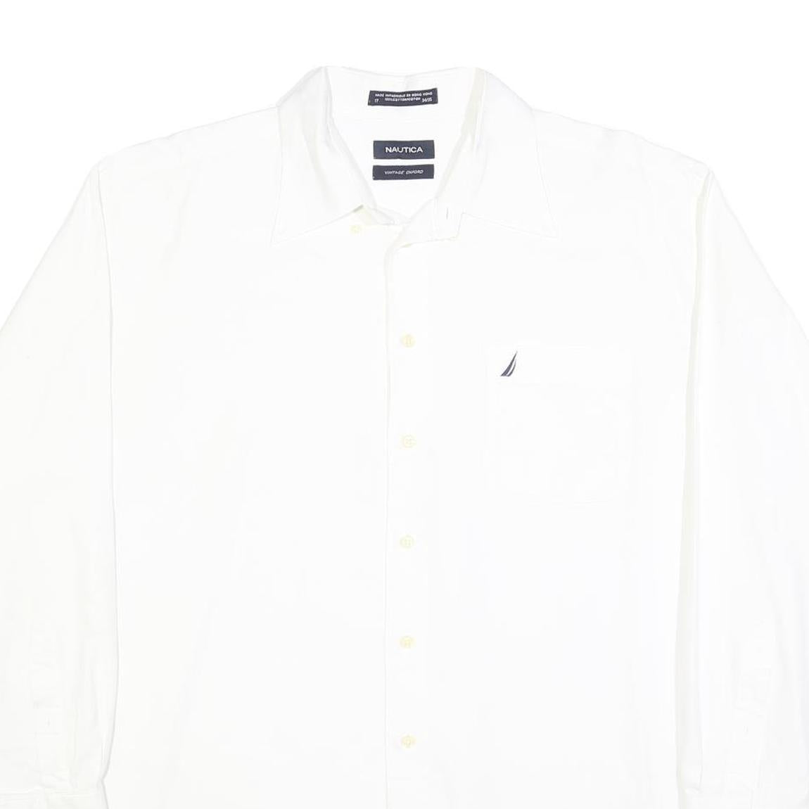 NAUTICA Mens White XL Classic Fit Cotton Blend Shirt Long Sleeve Button Plain