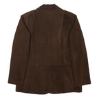 Womens Brown Leather Button Jacket UK 16 Regular Fit Classic Tailored Plain