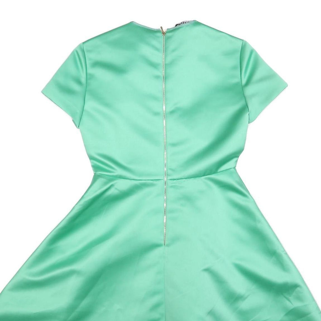 ROCHAS Womens Green Satin Fit & Flare Mini Dress Polyester Short Sleeve S