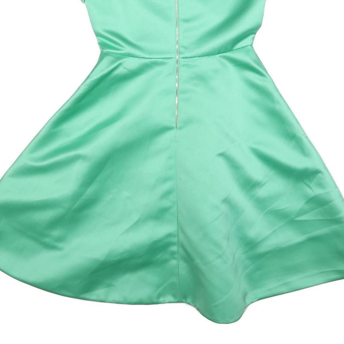 ROCHAS Womens Green Satin Fit & Flare Mini Dress Polyester Short Sleeve S