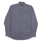 BOSS Mens Blue Pattern Shirt M Cotton Blend Long Sleeve Smart Casual