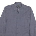 BOSS Mens Blue Pattern Shirt M Cotton Blend Long Sleeve Smart Casual