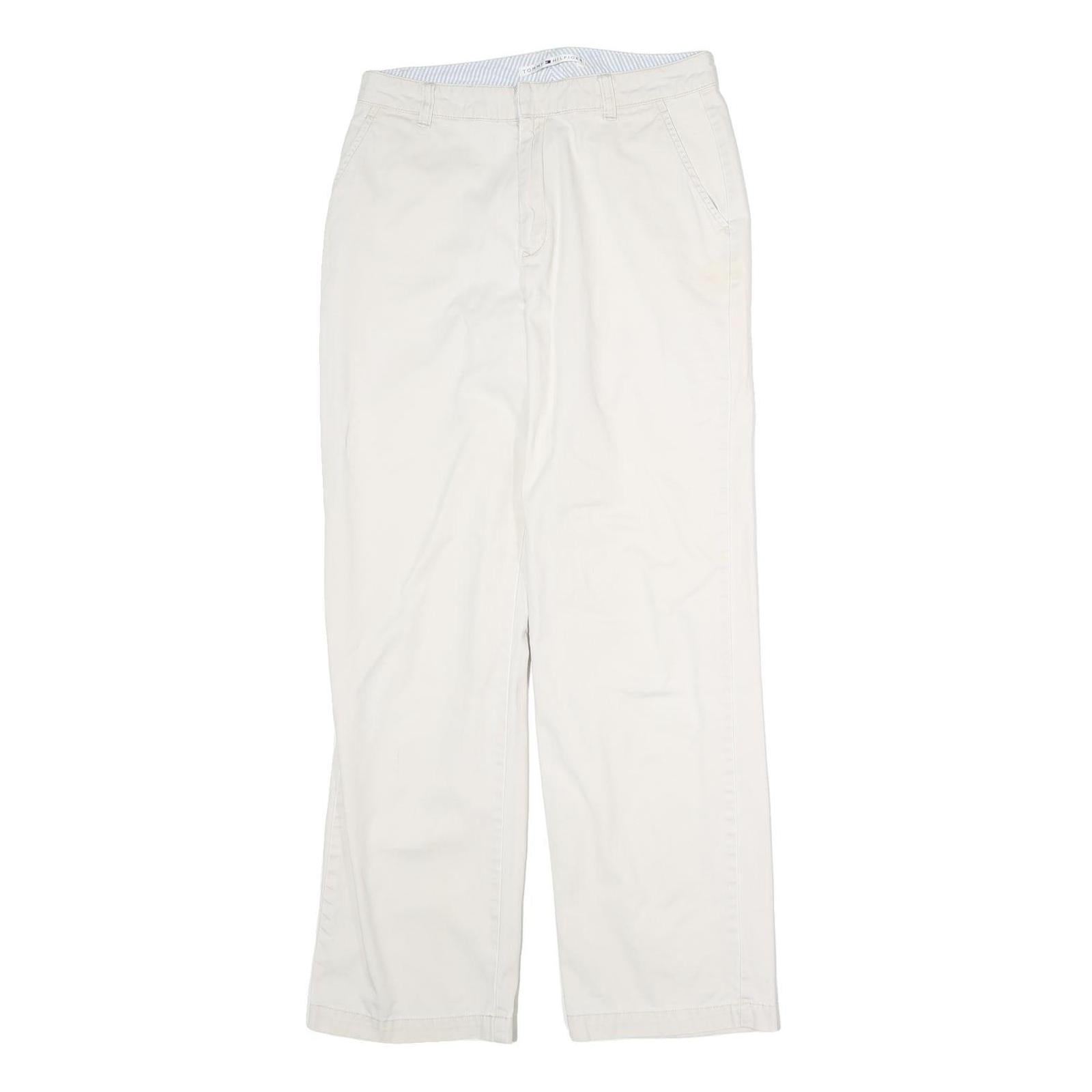 TOMMY HILFIGER Mens Regular Fit Beige Cotton Blend Zip Trousers W28 L29