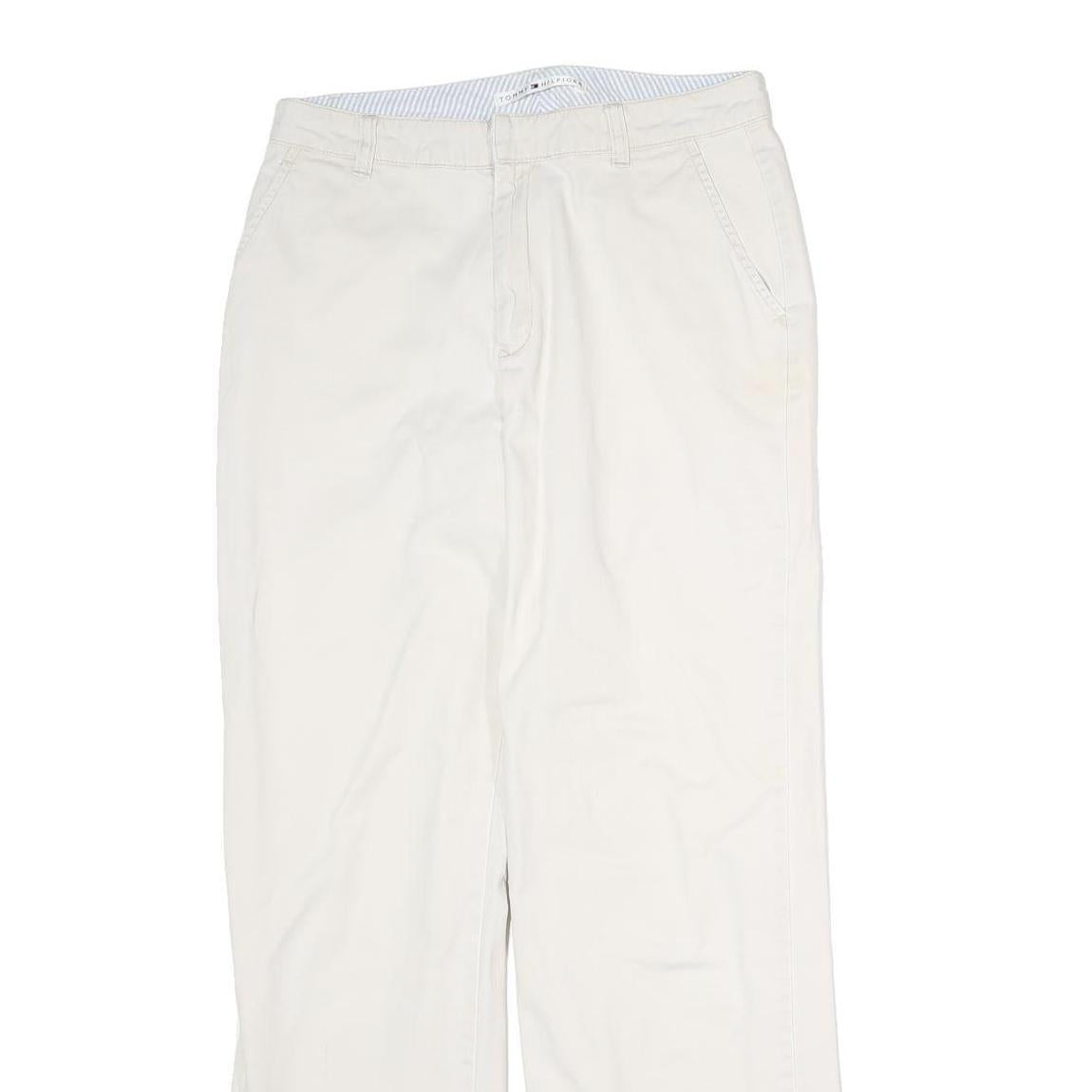 TOMMY HILFIGER Mens Regular Fit Beige Cotton Blend Zip Trousers W28 L29