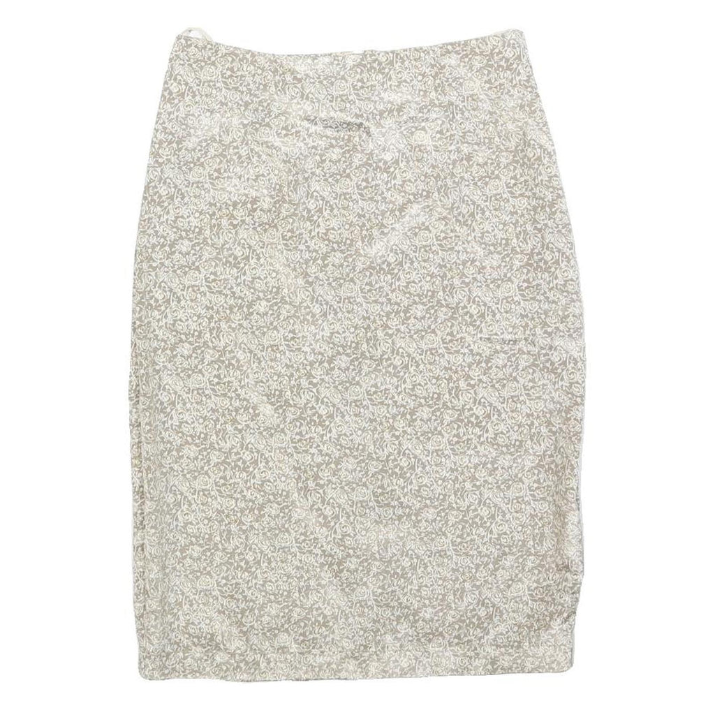 LAGENES Womens Beige Floral Pencil Knee Length Polyester Skirt Size S Elegant