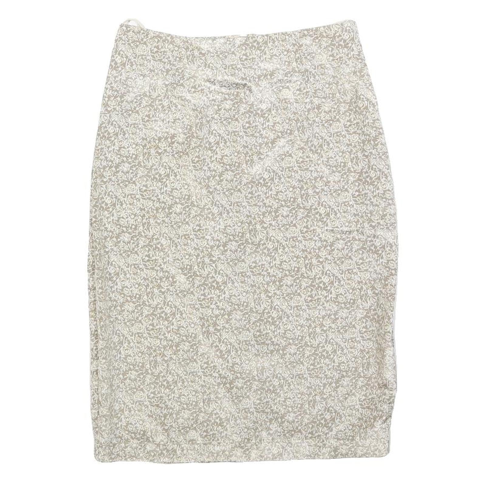 LAGENES Womens Beige Floral Pencil Knee Length Polyester Skirt Size S Elegant