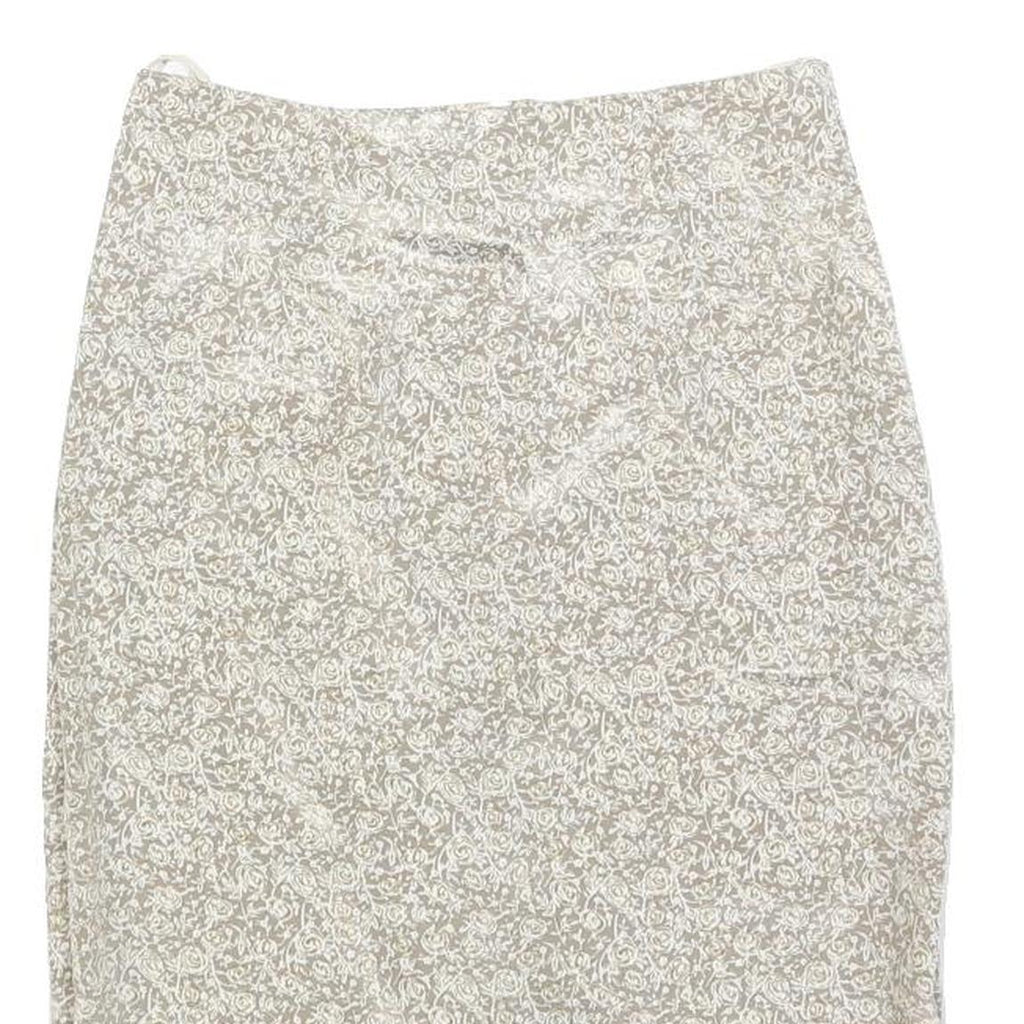 LAGENES Womens Beige Floral Pencil Knee Length Polyester Skirt Size S Elegant