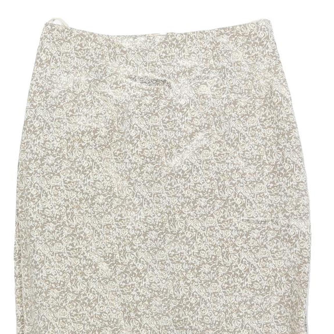 LAGENES Womens Beige Floral Pencil Knee Length Polyester Skirt Size S Elegant