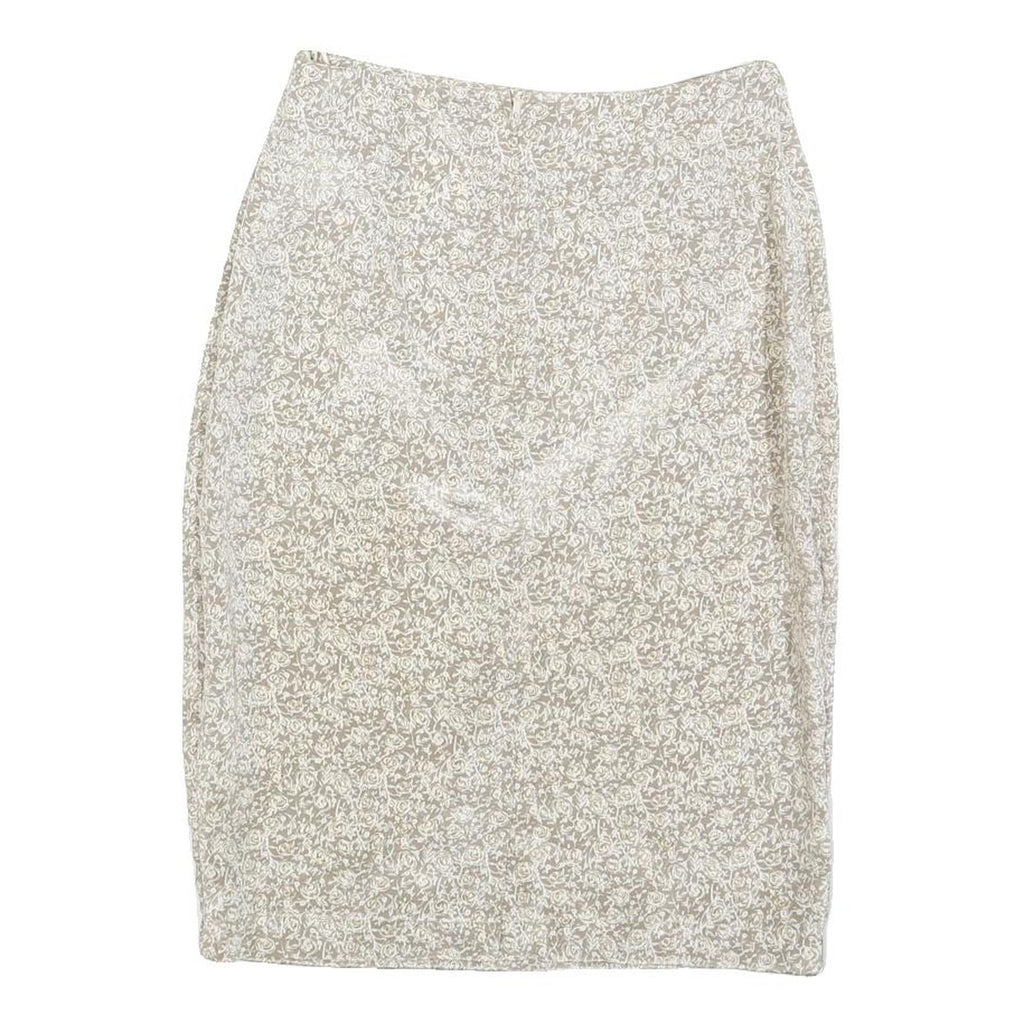 LAGENES Womens Beige Floral Pencil Knee Length Polyester Skirt Size S Elegant