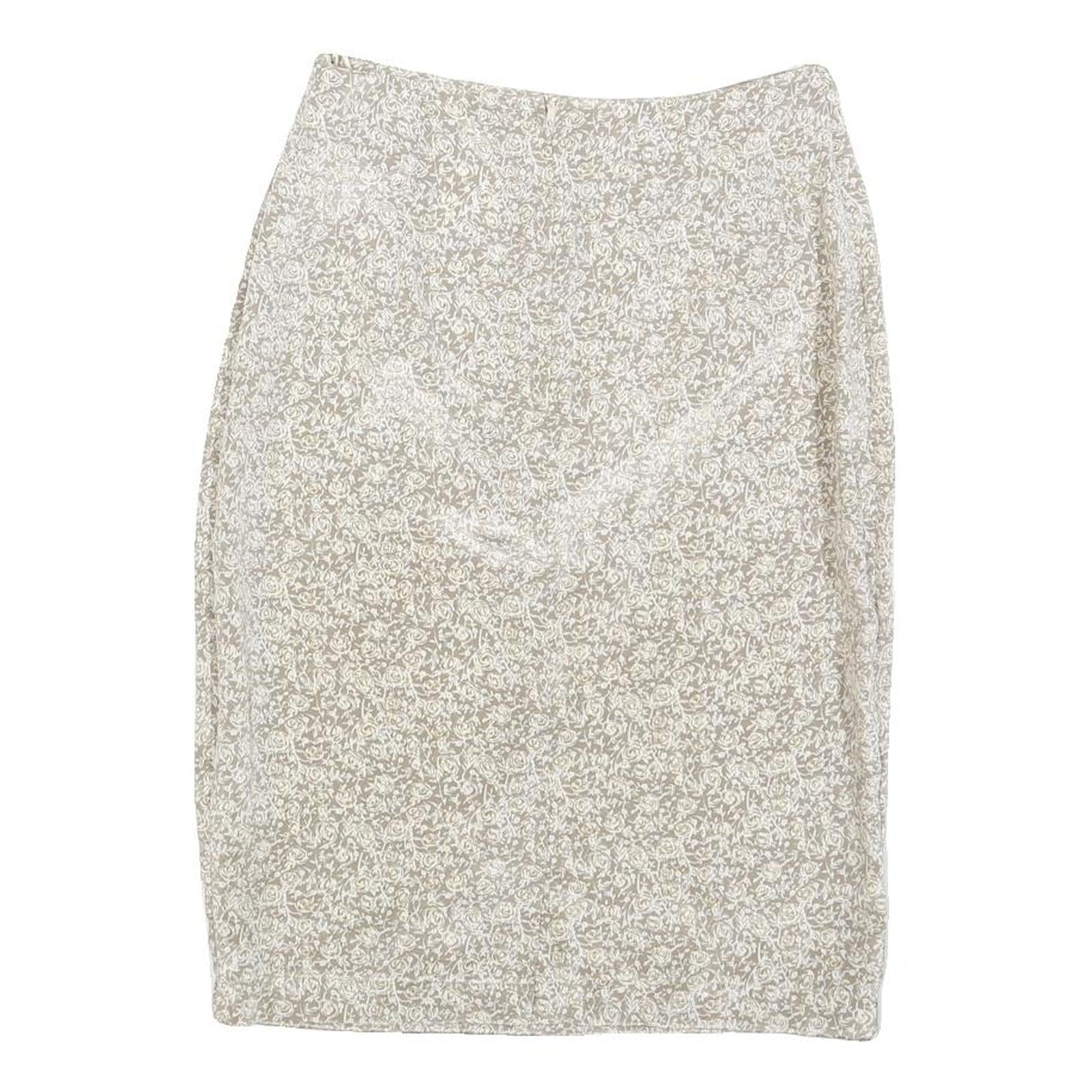 LAGENES Womens Beige Floral Pencil Knee Length Polyester Skirt Size S Elegant