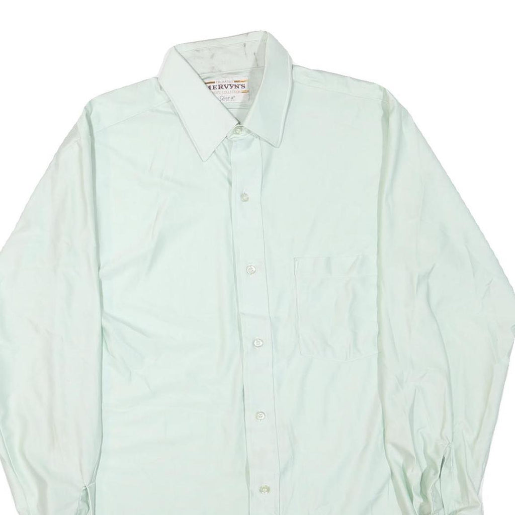 MERVYNS Mens White Plain Shirt M Classic Fit Button Collar Polyester Blend