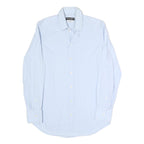 DOLCE & GABBANA Mens Light Blue Plain Shirt S Cotton Blend Elegant Dress