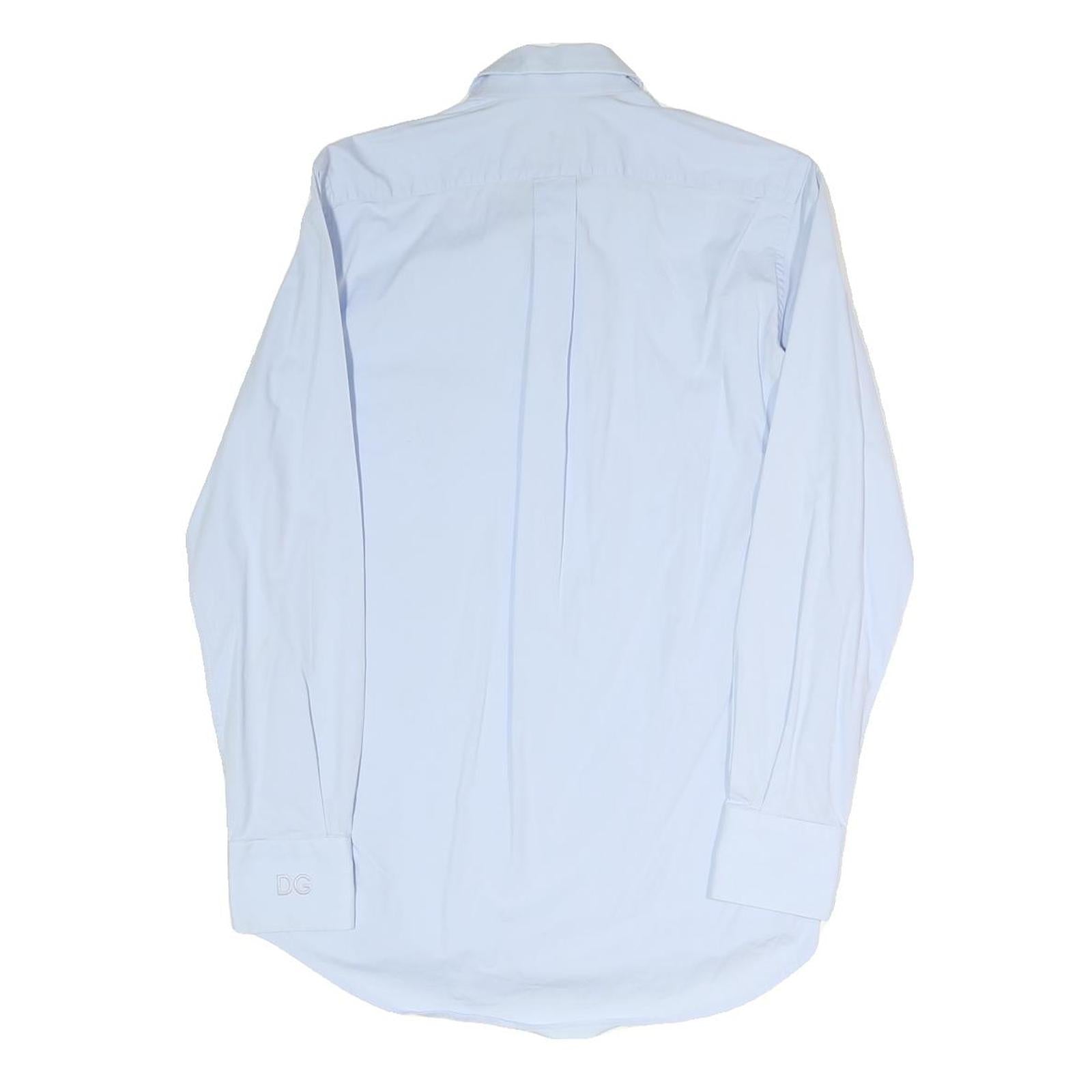 DOLCE & GABBANA Mens Light Blue Plain Shirt S Cotton Blend Elegant Dress