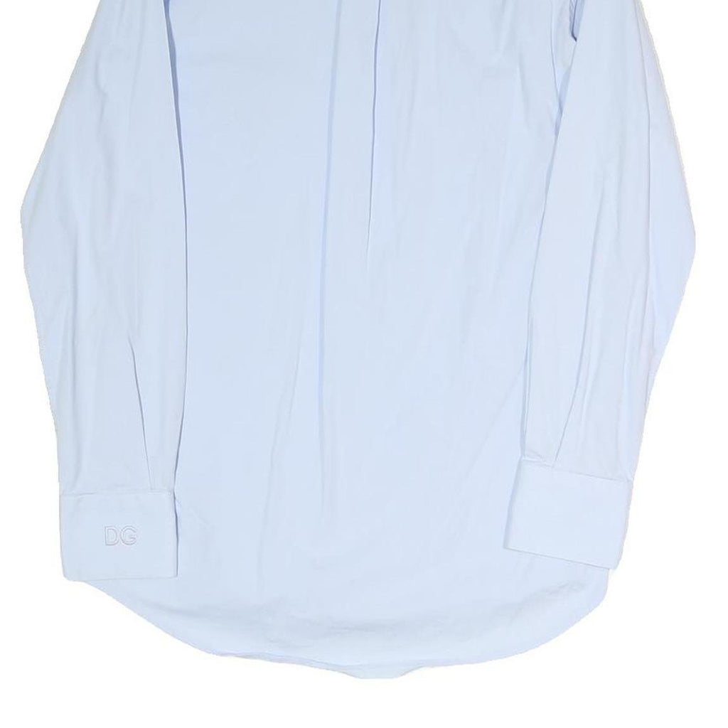 DOLCE & GABBANA Mens Light Blue Plain Shirt S Cotton Blend Elegant Dress