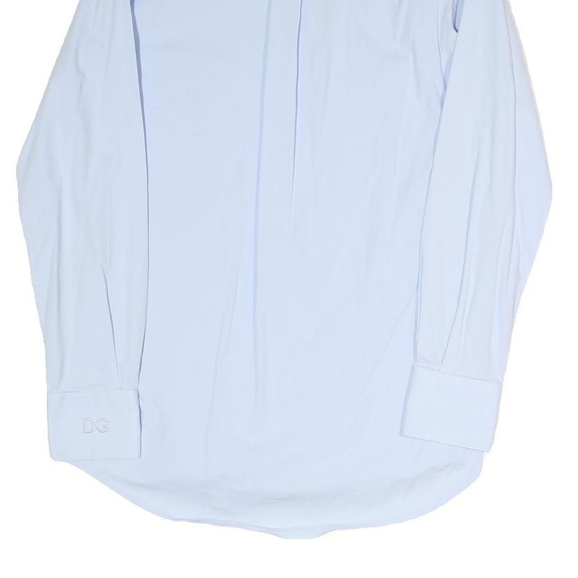 DOLCE & GABBANA Mens Light Blue Plain Shirt S Cotton Blend Elegant Dress