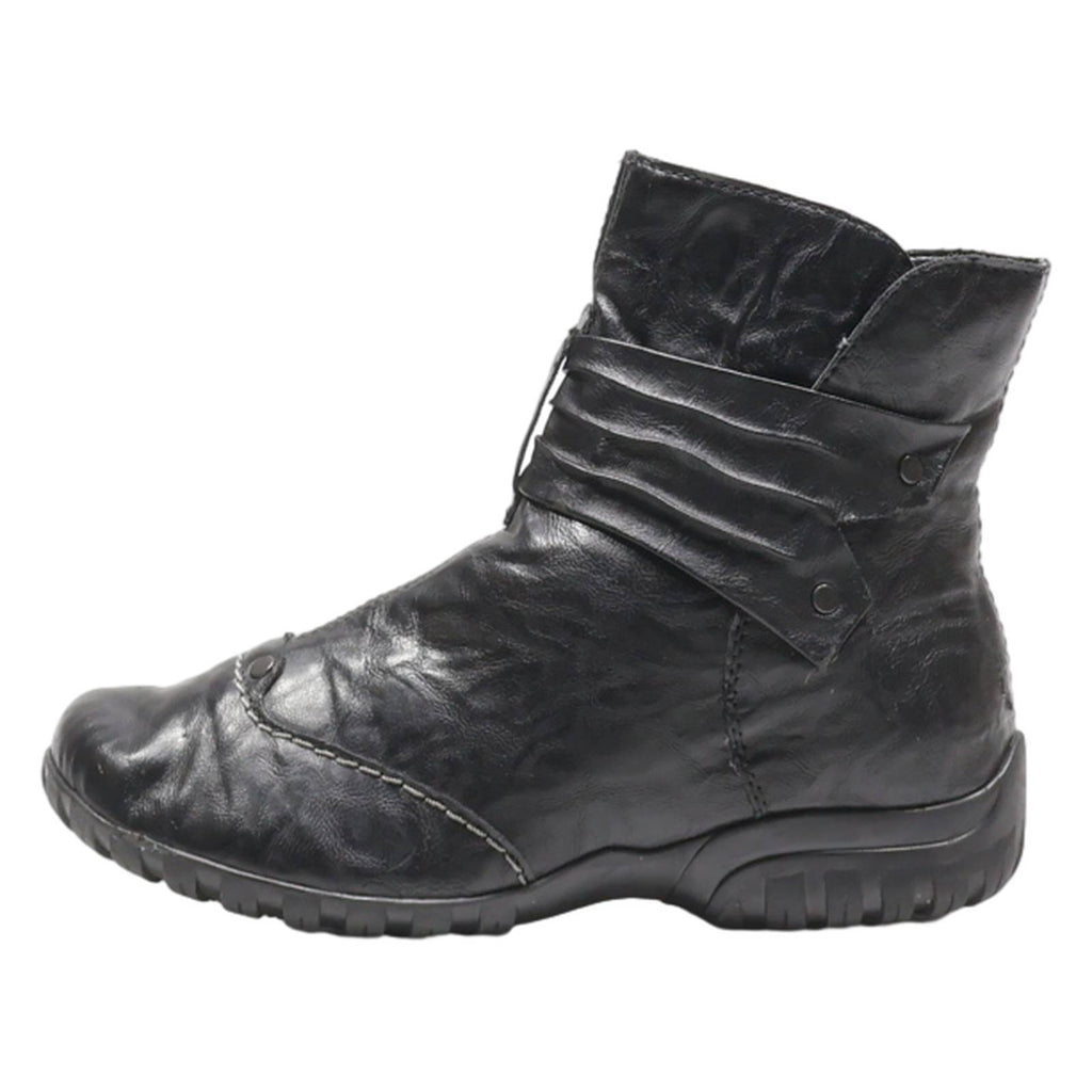 RIEKER Ankle Boots Black Leather Womens UK 3