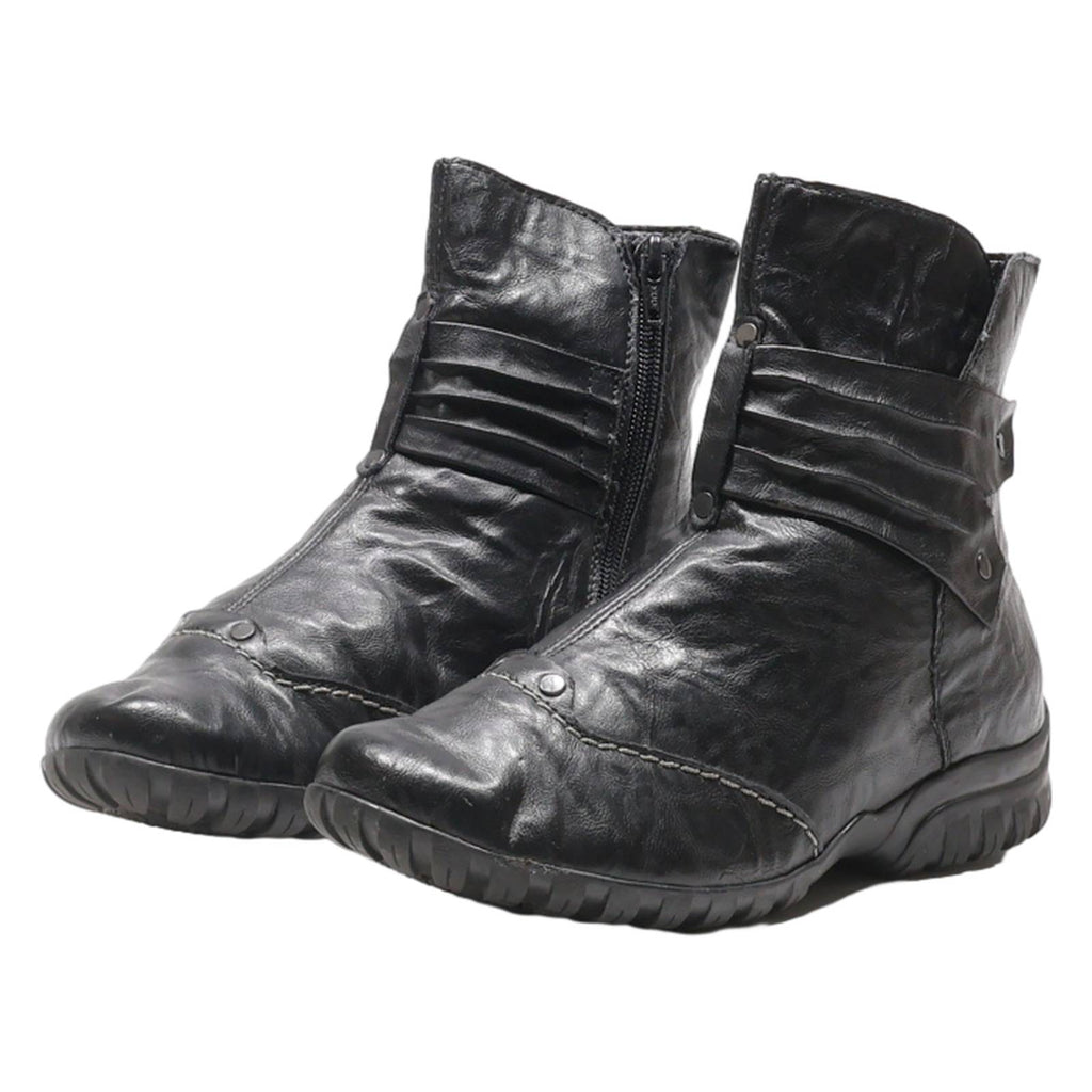 RIEKER Ankle Boots Black Leather Womens UK 3
