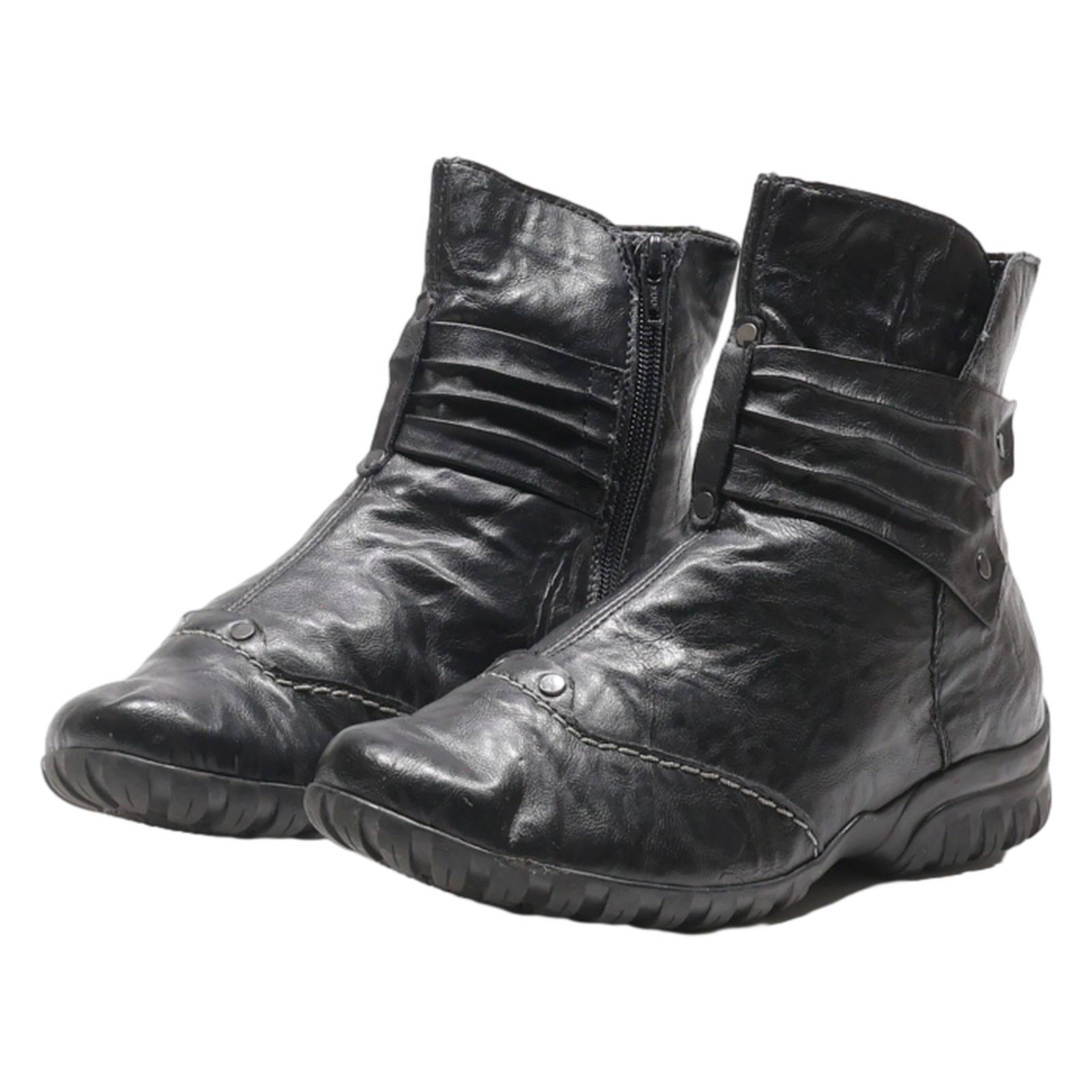RIEKER Ankle Boots Black Leather Womens UK 3