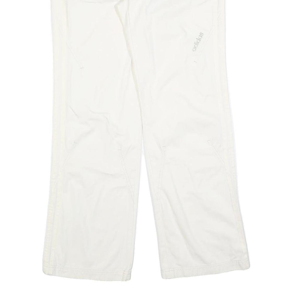 ADIDAS Womens Cotton Blend White Regular Wide-Leg Trousers W32 L31 Zip Casual