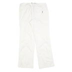 ADIDAS Womens Cotton Blend White Regular Wide-Leg Trousers W32 L31 Zip Casual