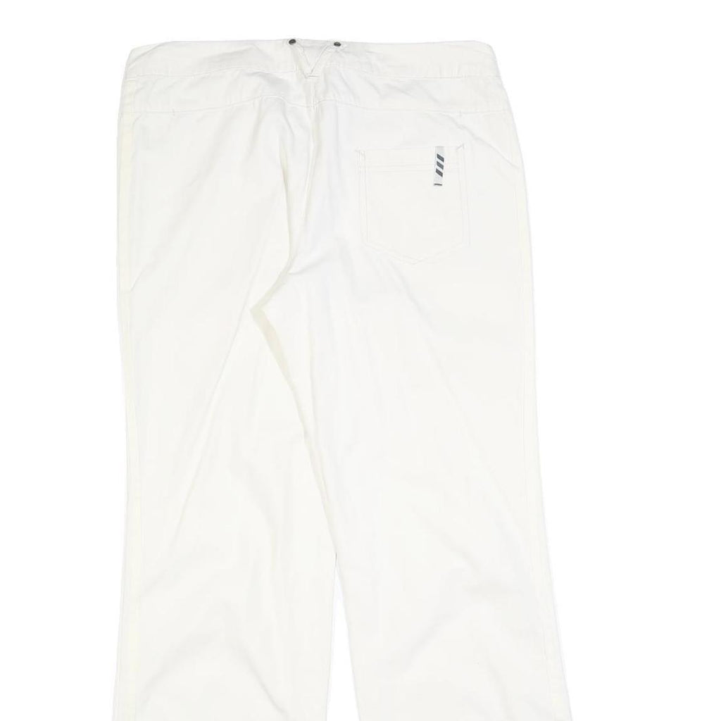 ADIDAS Womens Cotton Blend White Regular Wide-Leg Trousers W32 L31 Zip Casual