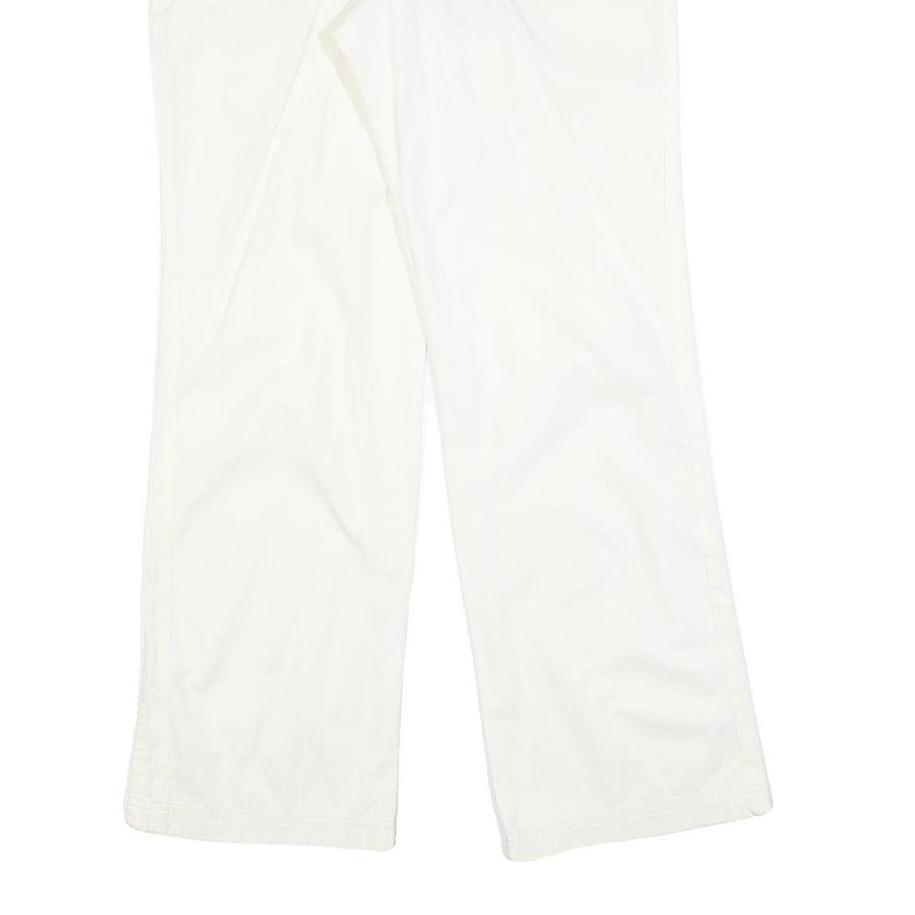 ADIDAS Womens Cotton Blend White Regular Wide-Leg Trousers W32 L31 Zip Casual