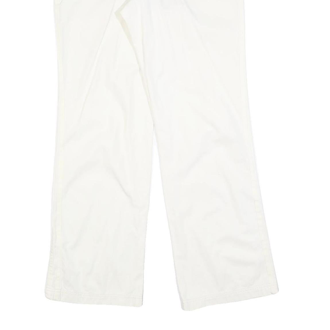 ADIDAS Womens Cotton Blend White Regular Wide-Leg Trousers W32 L31 Zip Casual