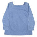 RICK CARDONA Womens Blue Long Sleeve Square Neck Plain Top UK 18 Cotton Blend